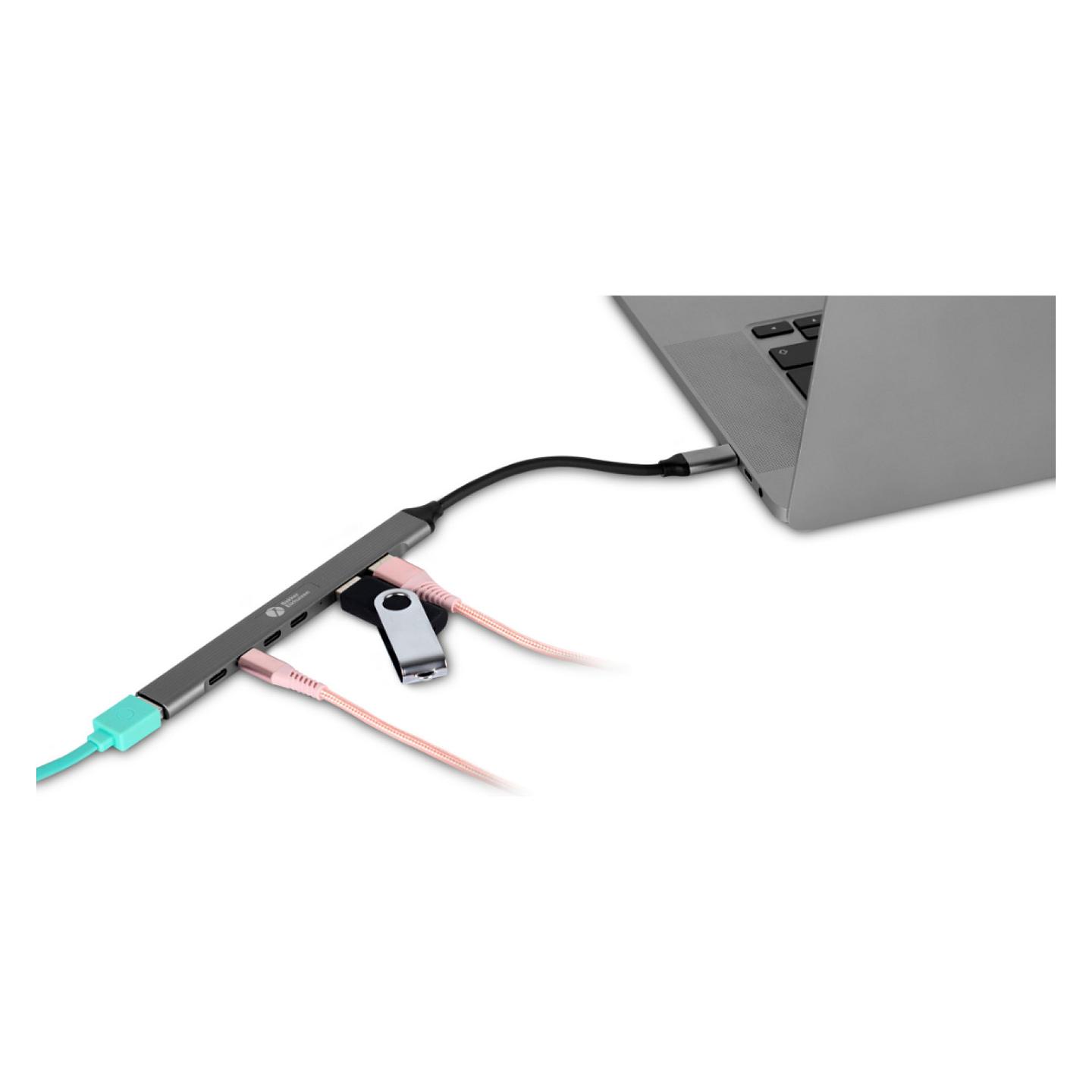 USB-C Hub BakkerElkhuizen 7-in-1 / USB-C / 3× USB-A + 4× USB-C / 5000 Mbps - Zezë/Gri - 3