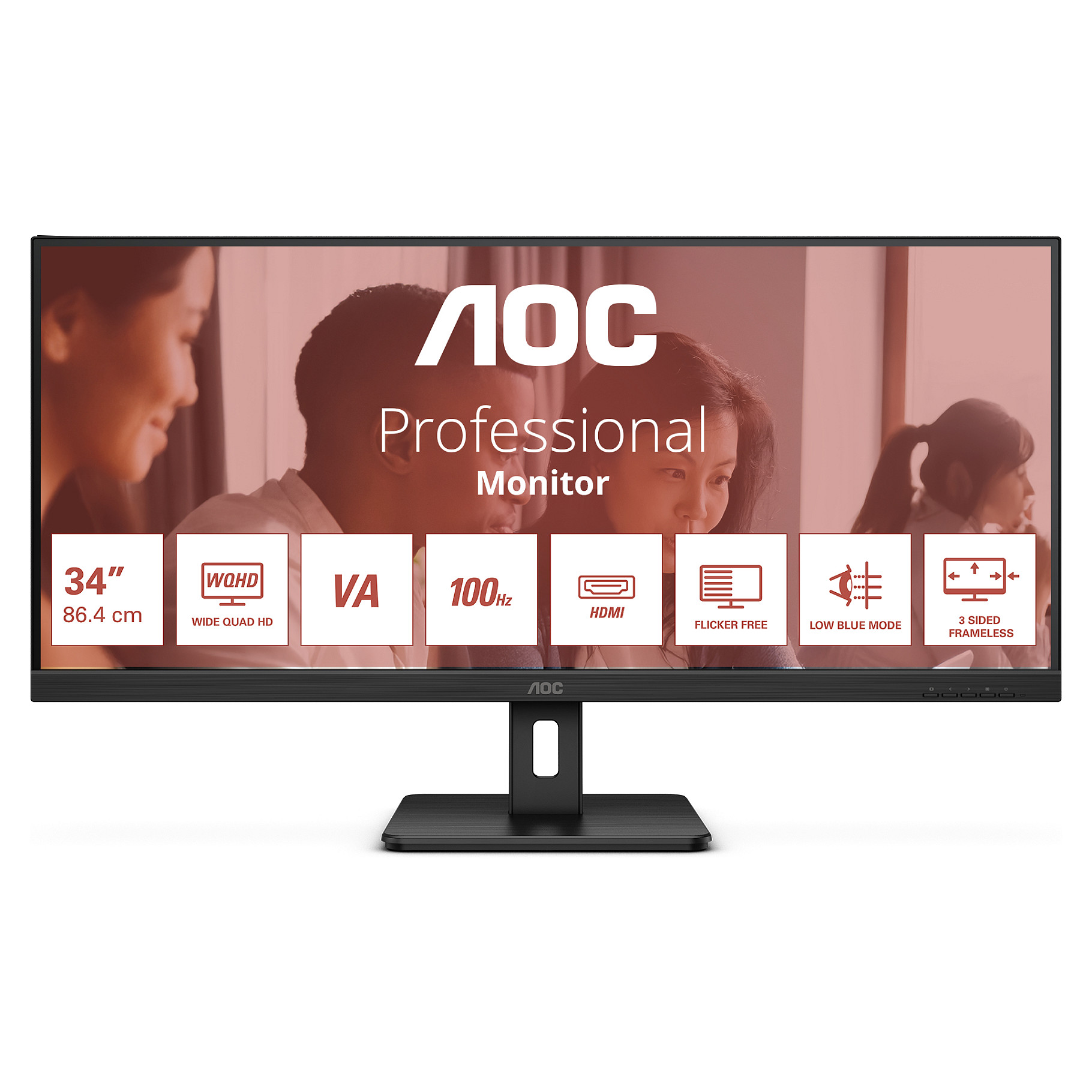 Monitor AOC U34E2M / 34"/ Wide Quad HD VA / W-LED / 100Hz / 4ms / HDMI + DisplayPort - Zezë - 1