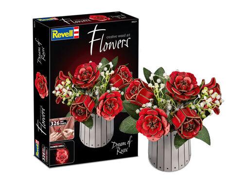Lodra Revell Creative Wood Art Flowers Dream of Roses, 326 Parts, Wooden, Vase, 14+ - Mix