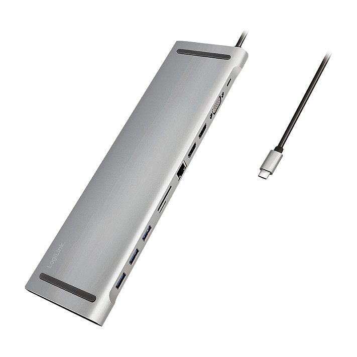 Docking Station LogiLink UA0373 / 2x HDMI + 1x VGA / 3x USB-A / 1x USB-C PD 100W / 1GbE / SD+microSD / Audio – Argjend