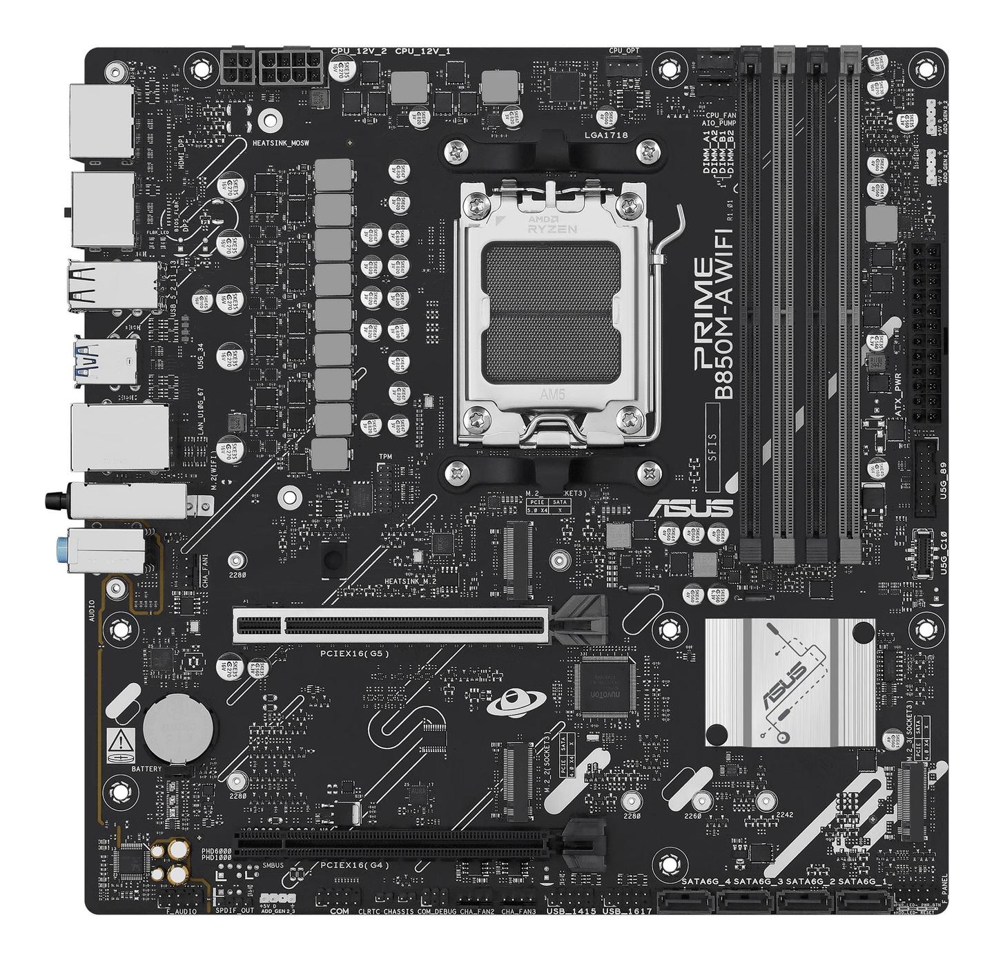 Pllakë Amë ASUS PRIME B850M-A WIFI / AMD B850 / AM5 / mATX / DDR5 / PCIe 5.0 / Wi-Fi 6E - 3