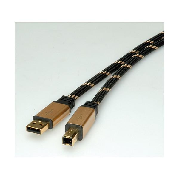 Kabllo ROLINE 11.02.8803, USB-A në USB-B, USB 2.0, 480 Mbps, 3 m - Zezë/Verdhë - 3