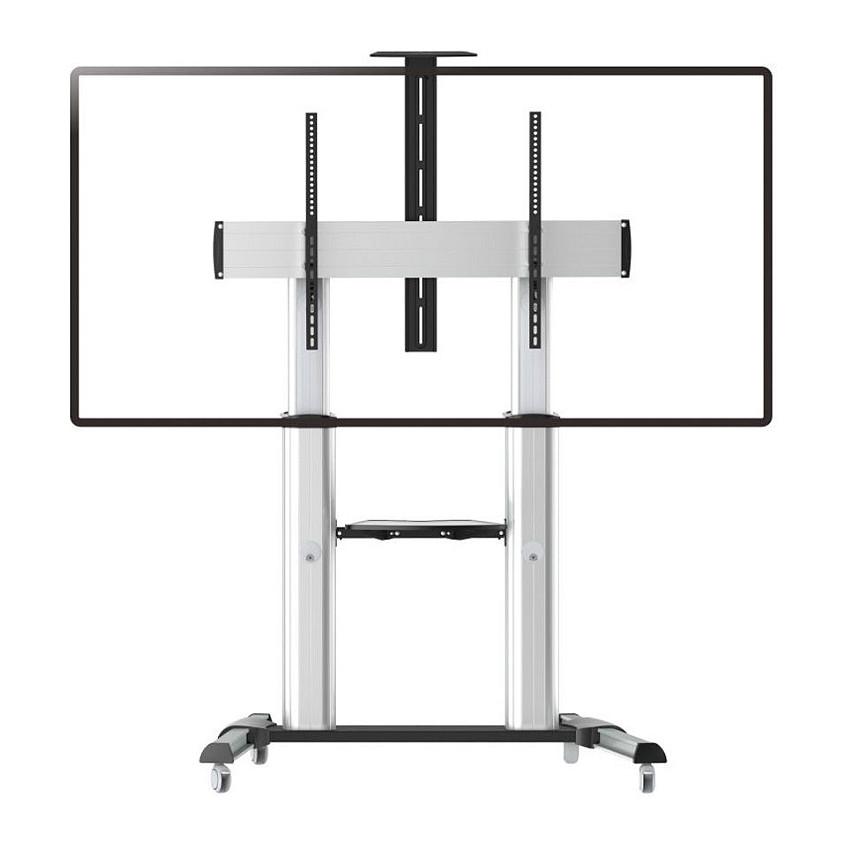 Mbajtëse me Rrota për TV ROLINE 17.03.1261 / 60"-100" / 100kg / Motorike / Rregullim Lartësie 1200-1650mm / Tilt +5° deri -10° - Argjend - 3