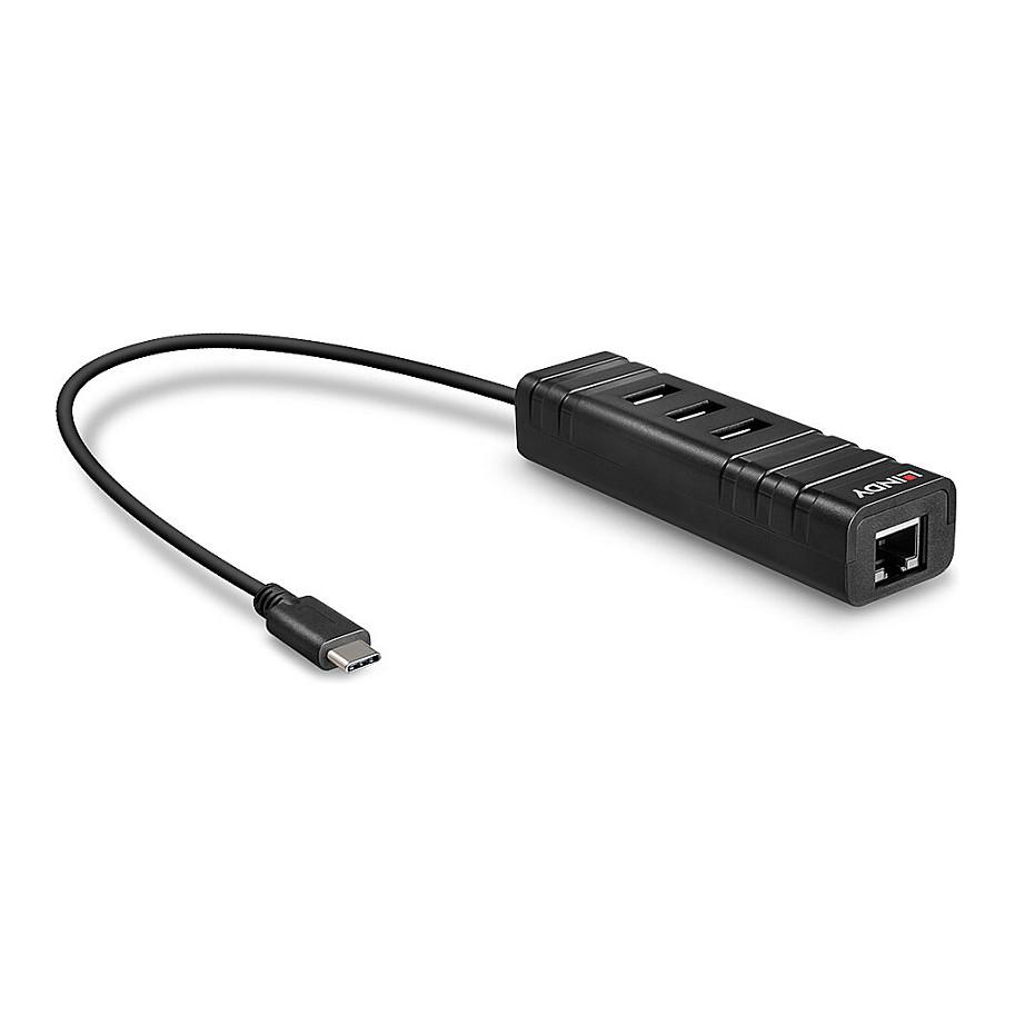 Splitter USB Lindy 43249 / USB-C / 3x USB-A / USB 3.2 Gen 1 / Gigabit Ethernet / 5 Gbit/s - Zezë