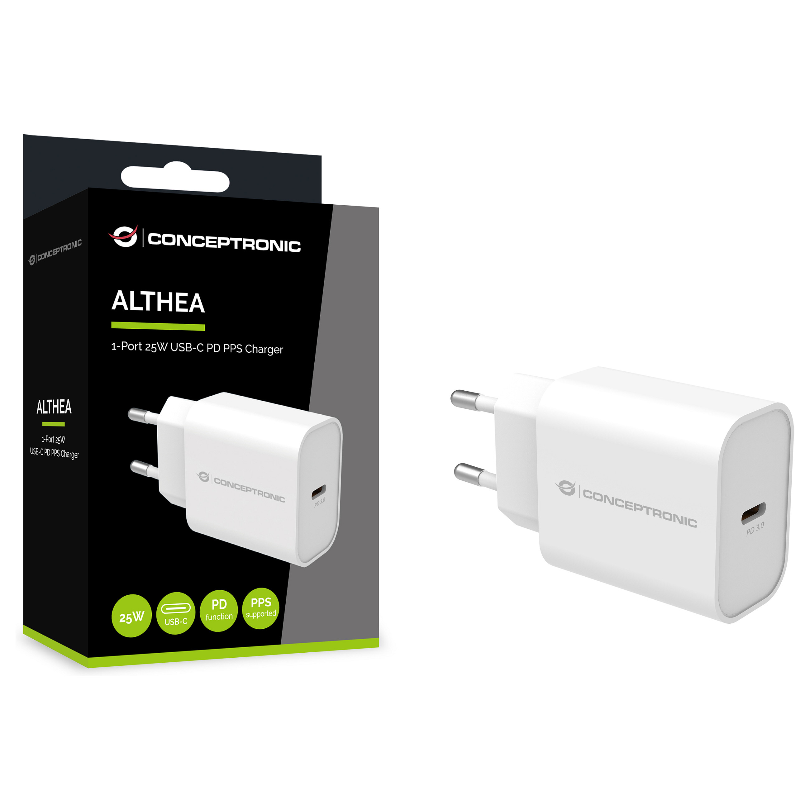 Adapter  Conceptronic 1-Port USB-C Charger / 25W / PD 3.0 / PPS – Bardhë - 4