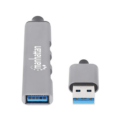 HUB Manhattan / 4‑Port / USB‑A / 3x 480 Mbit/s + 1x 1 Gbit/s / USB‑A Male - 2