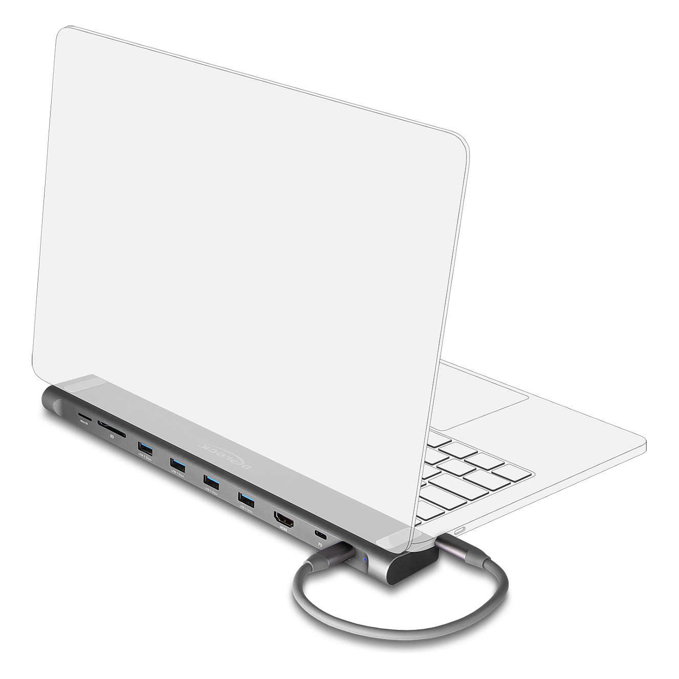 Docking Station DeLOCK Slim 4K / 1xHDMI / 4xUSB-A / 1xUSB-C / LAN / SD - Gri - 2