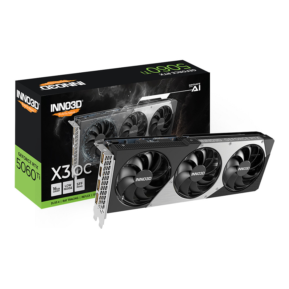 Kartë Grafike NVIDIA Inno3D GeForce RTX 5060 Ti X3 OC / 16GB GDDR7 / PCIe 5.0 / 3 Fan – Zezë/Hiri - 3