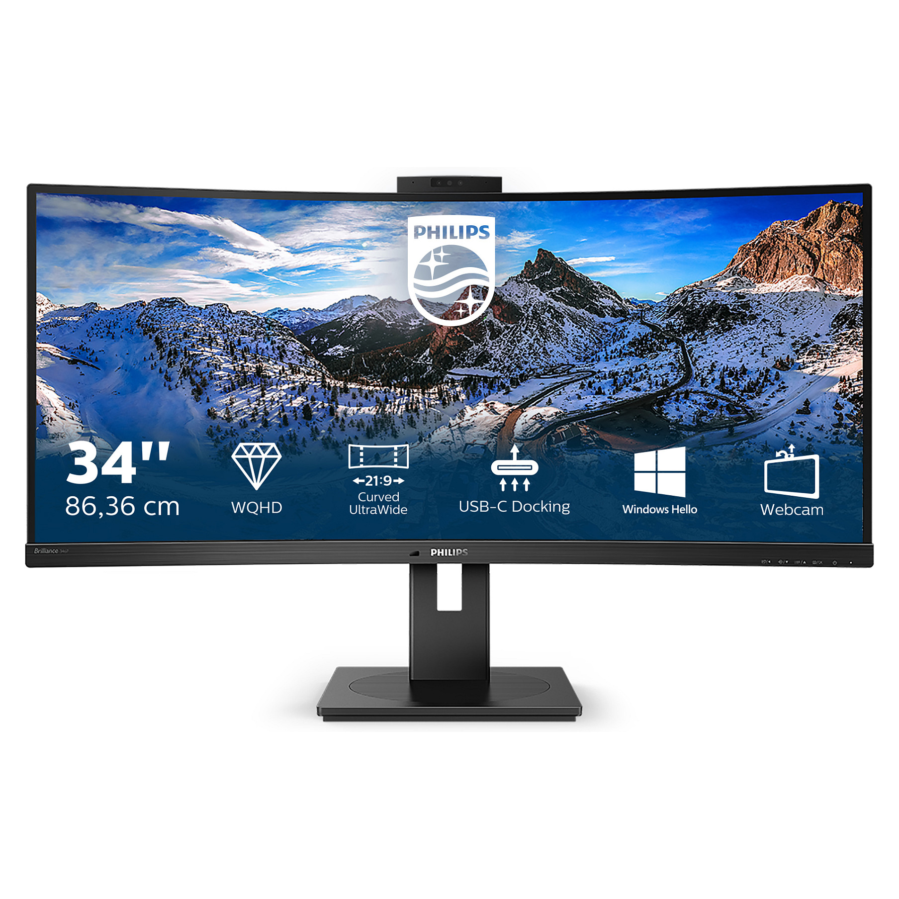 Monitor Philips P Line 346P1CRH/00 / 34" / UWQHD VA Curved / 100Hz / 4ms / HDMI+DisplayPort+USB-C - Zezë