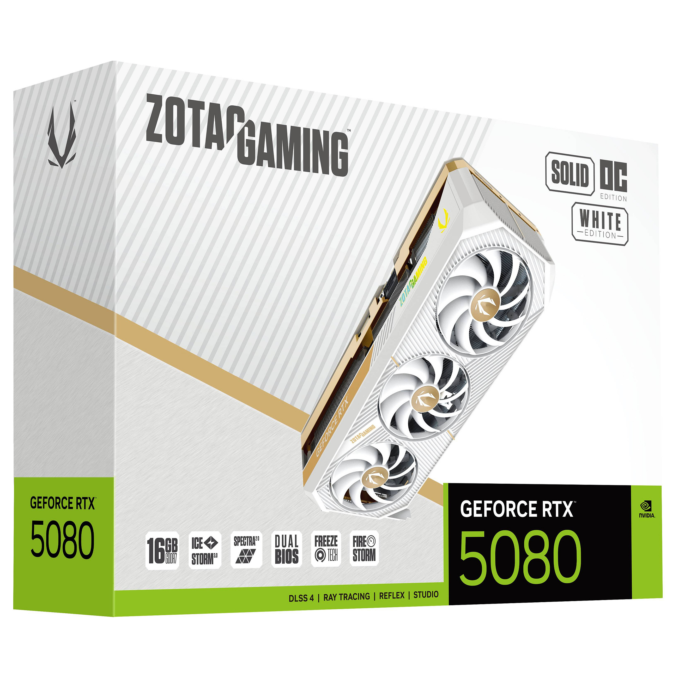 Kartë Grafike NVIDIA ZOTAC GAMING GeForce RTX 5080 SOLID OC / 16GB GDDR7 / PCIe 5.0 / 3 Fan – Bardhë - 7