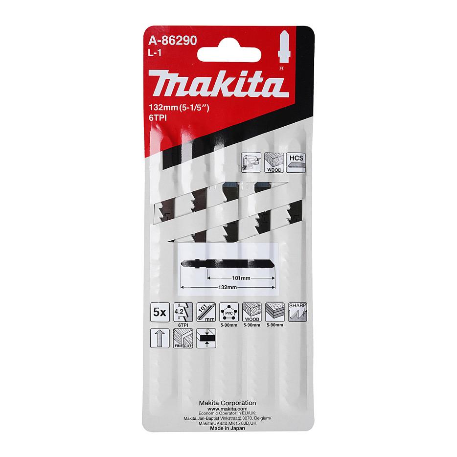 Tehe për Sharrë Dekupuese Makita L-1 A-86290, 132mm, HCS, për Dru dhe Plastikë, 5 Copë - Zezë - 2
