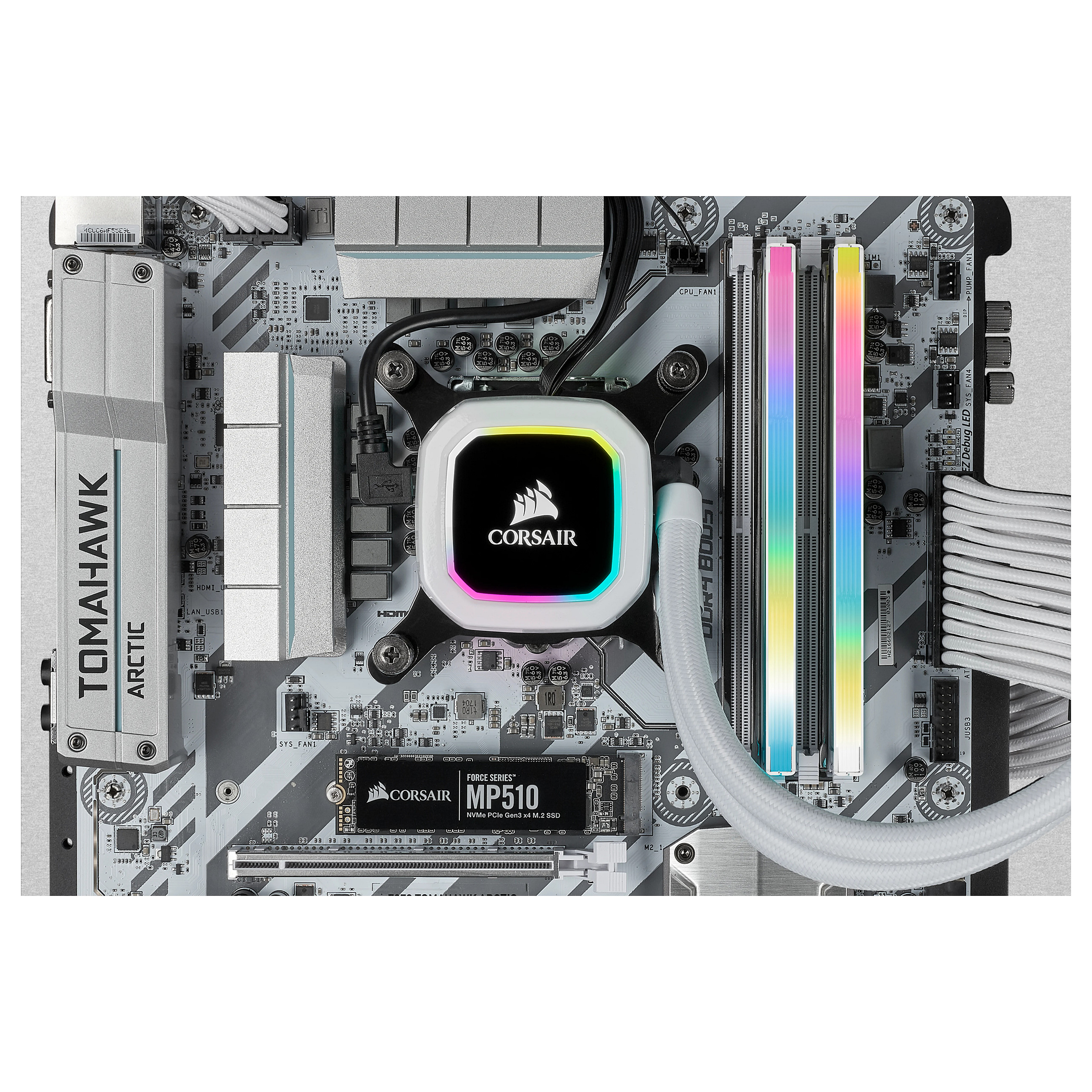 RAM Memorie DDR4 / 32GB / 3200MHz / CL16 / Corsair Vengeance RGB Pro SL White / DIMM - 4