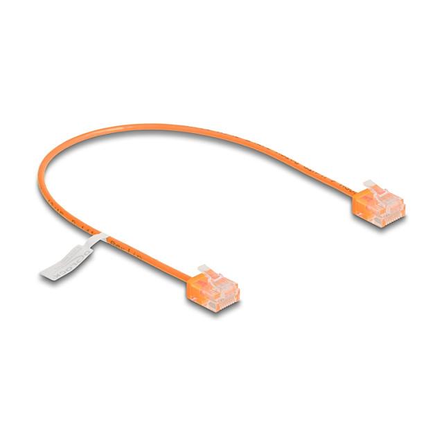 Kabllo për Rrjet DeLOCK 80853, RJ45 mashkull në RJ45 mashkull, Cat.6, UTP, Ultra Slim, 0.3 m - Portokalli