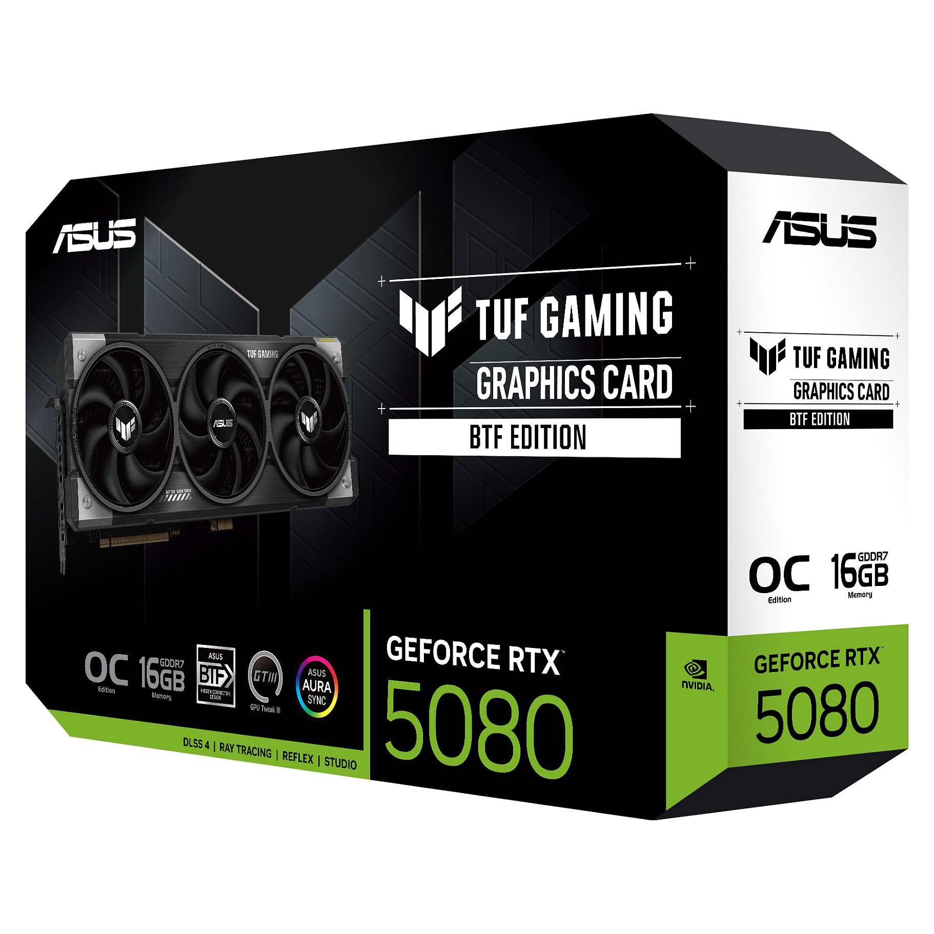 Kartelë Grafike NVIDIA GeForce RTX 5080 / 16GB GDDR7 / 256-bit / ASUS TUF Gaming BTF OC / 3 Fans - Mix - 12