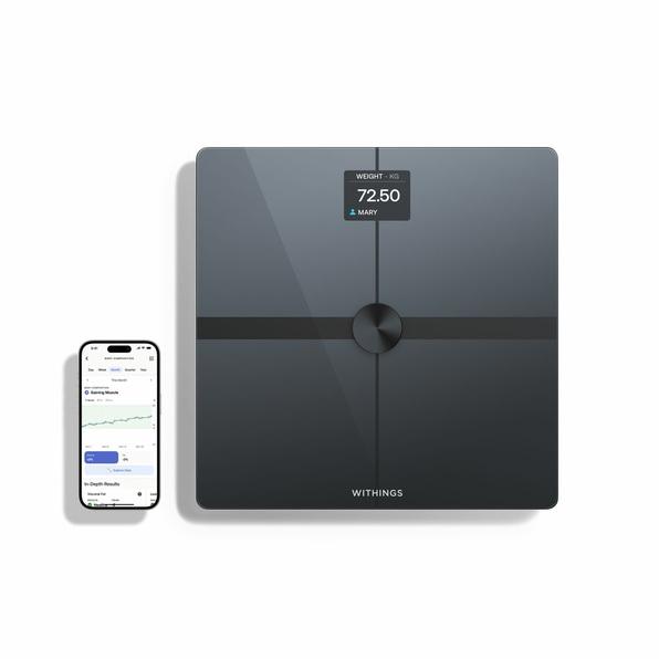 Peshore Withings Body Smart , 200kg , 50g , Bluetooth , Wi-Fi , Analizë e përbërjes trupore , Ekran LCD 2.8" - Gri - 2
