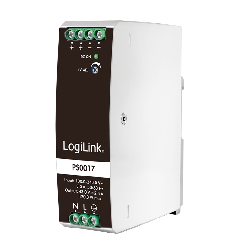 Furnizues Energjie LogiLink PS0017 / 120W / 48V / DIN Rail – Bardhë