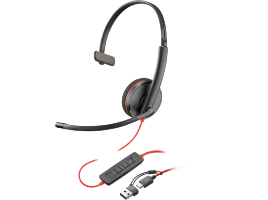Kufje me kabllo HP Poly Blackwire 3210 Mono / USB‑C + USB‑A Adapter - Zezë