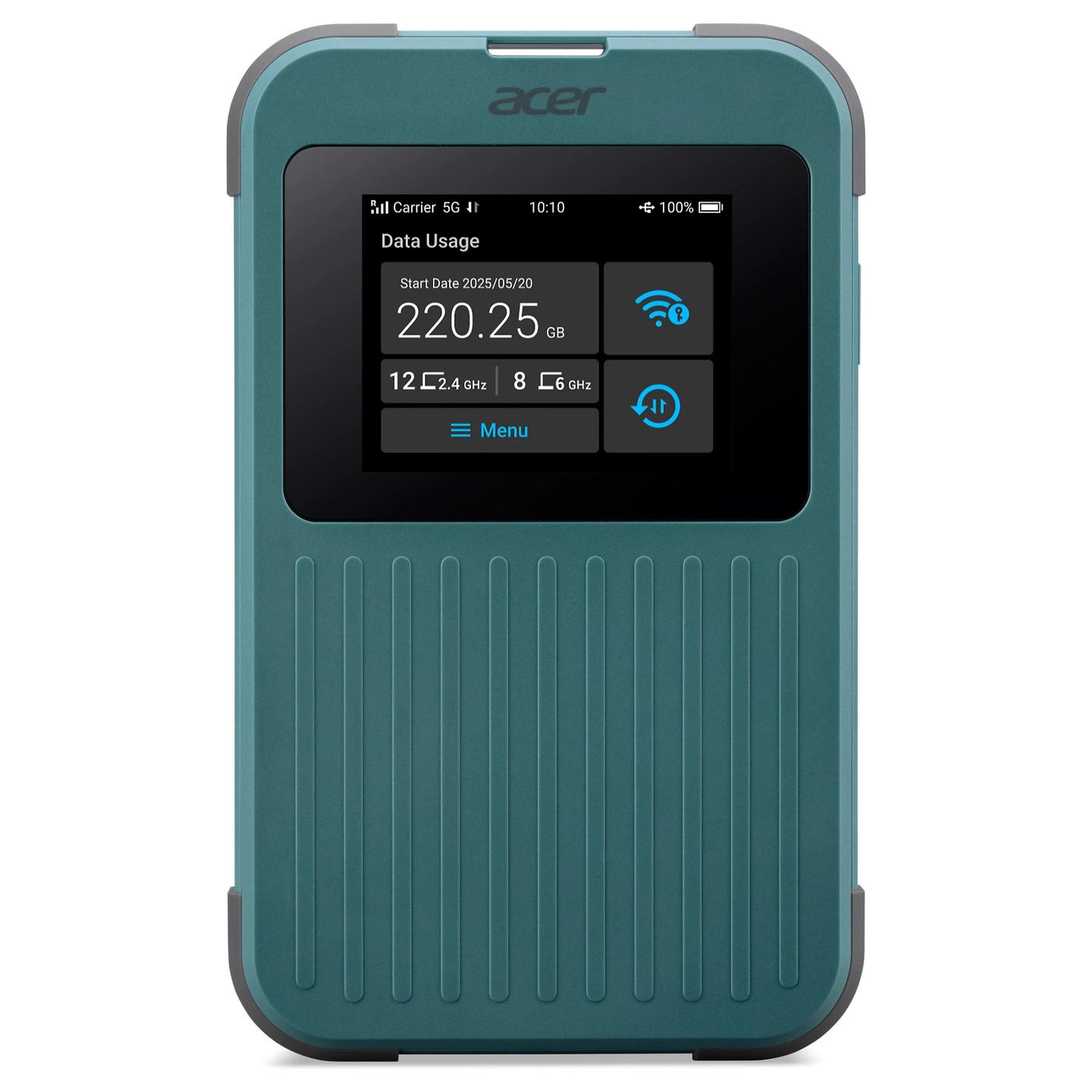 Ruter Portativ Acer Connect M4E, 5G, Wi-Fi 6, Dual-Band, Nano-SIM + eSIM, USB-C, IP68 - Gjelbër