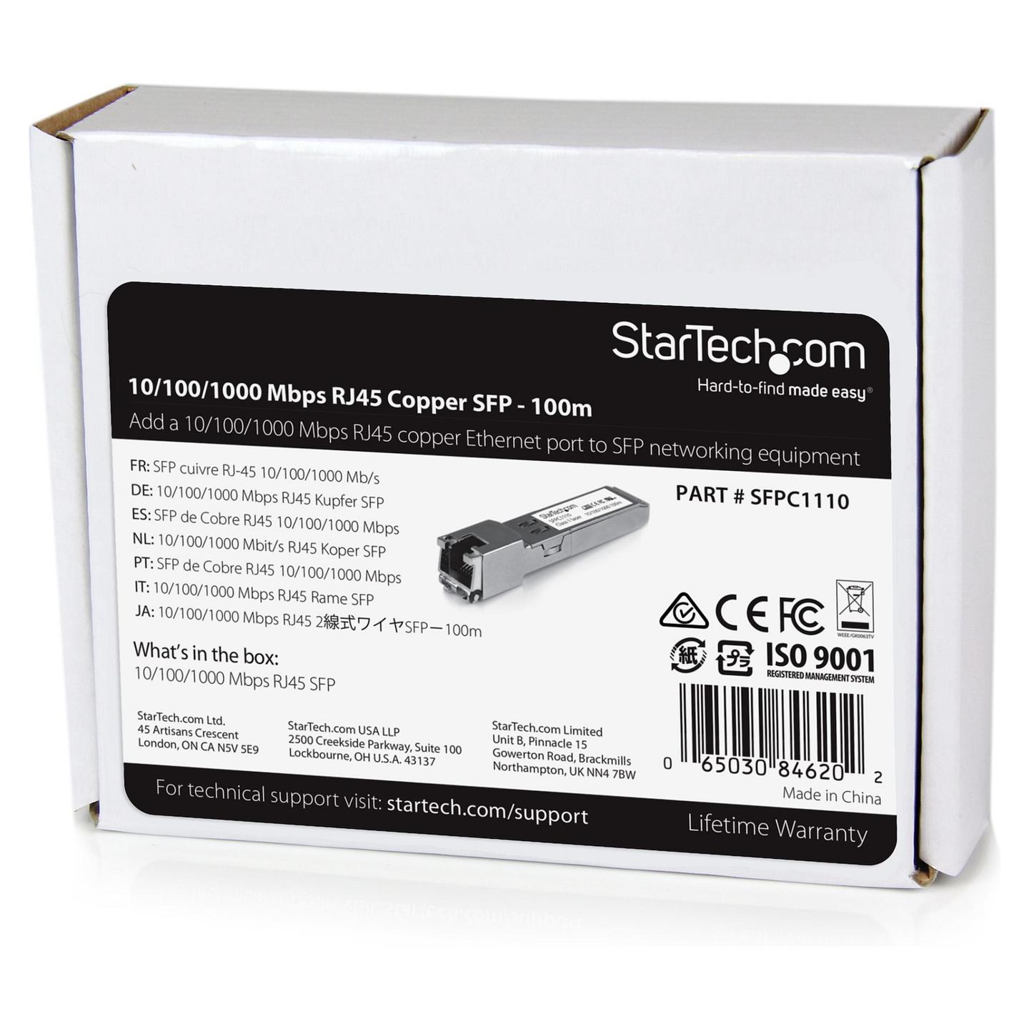 Transceiver SFP StarTech.com SFPC1110, 1Gbps, 1000BASE-T, RJ45, deri në 100m - Argjend - 5
