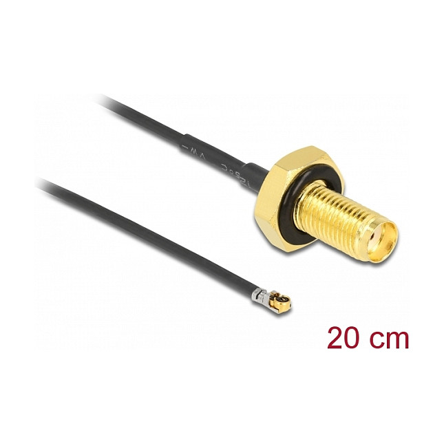 DELOCK SMA Female to MHF4L LK Male 1.37 RF Cable 20cm – Internal WiFi LTE Antenna Adapter - 2
