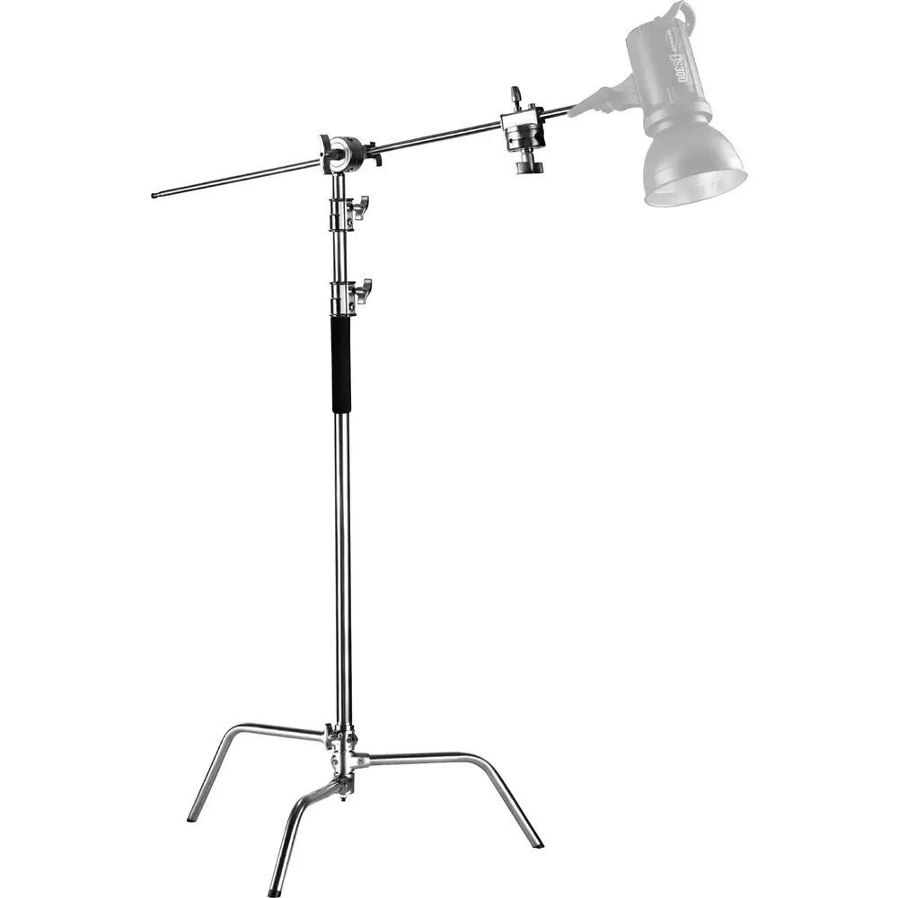 Tripod për Ndriçim Neewer SC320, C-Stand, 153-320cm, Krah 127cm, Kapacitet 20kg, Çelik Inoks - Argjend