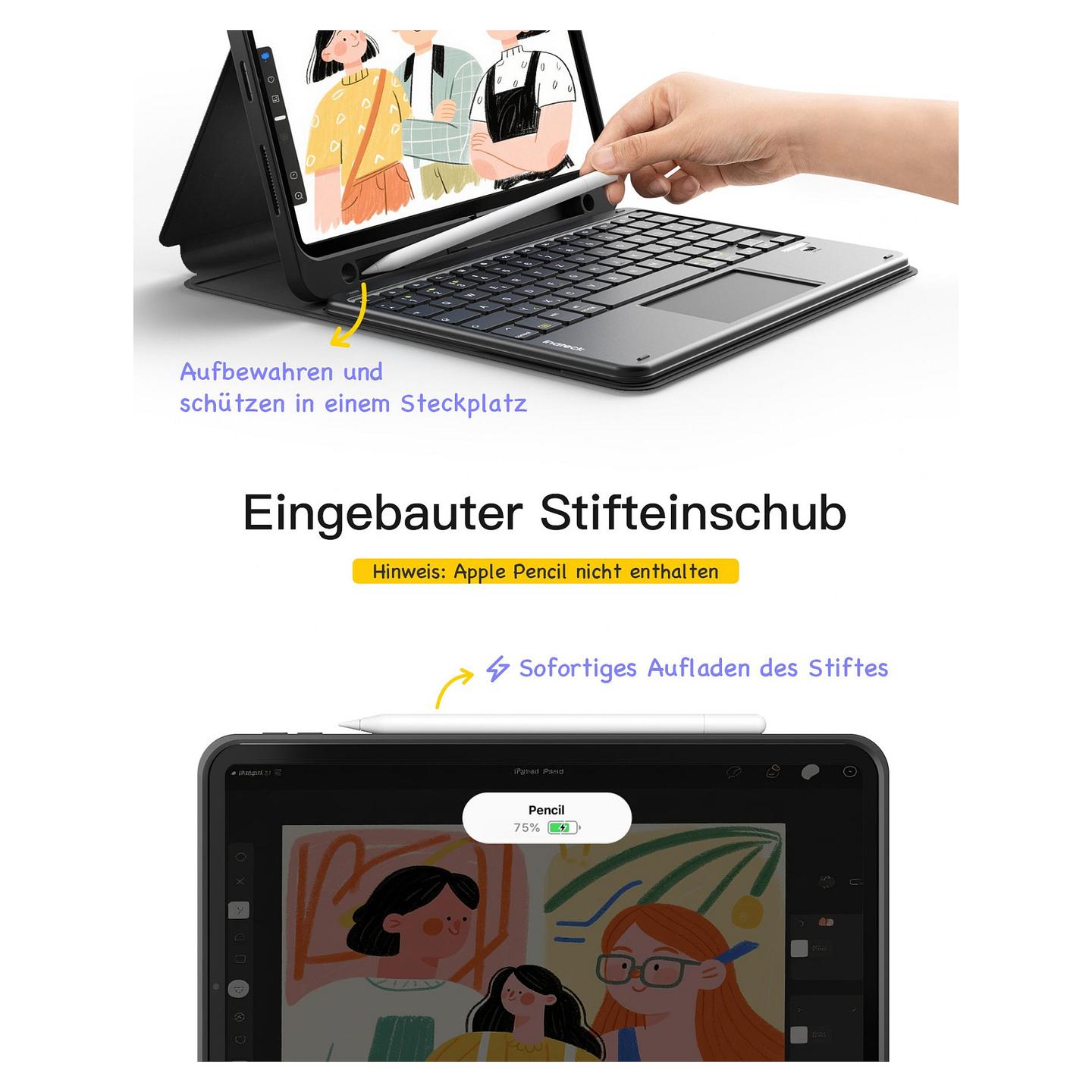 inateck KB002 Black Bluetooth-Tastatur-Hülle für iPad 11 - 7