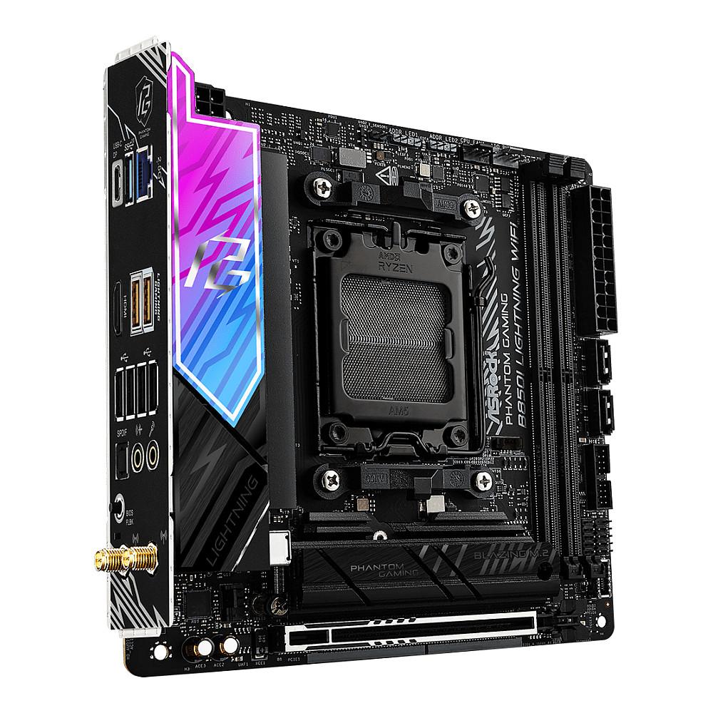 Pllakë Amë MB AMD ASRock Phantom Gaming B850I Lightning WiFi, AM5, B850, Mini-ITX, DDR5, WiFi 6E, 2.5GbE - 2