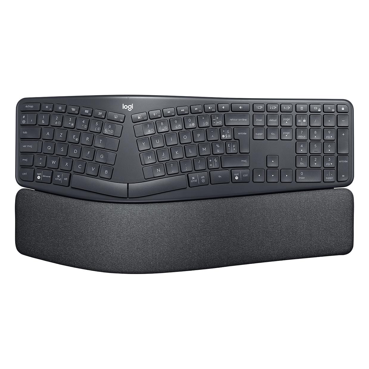 Tastierë pa kabllo Logitech ERGO K860 Split for Business, Bluetooth, Logi Bolt 2.4 GHz, Ergonomike, Split, 109 Taste, AZERTY French – Zezë