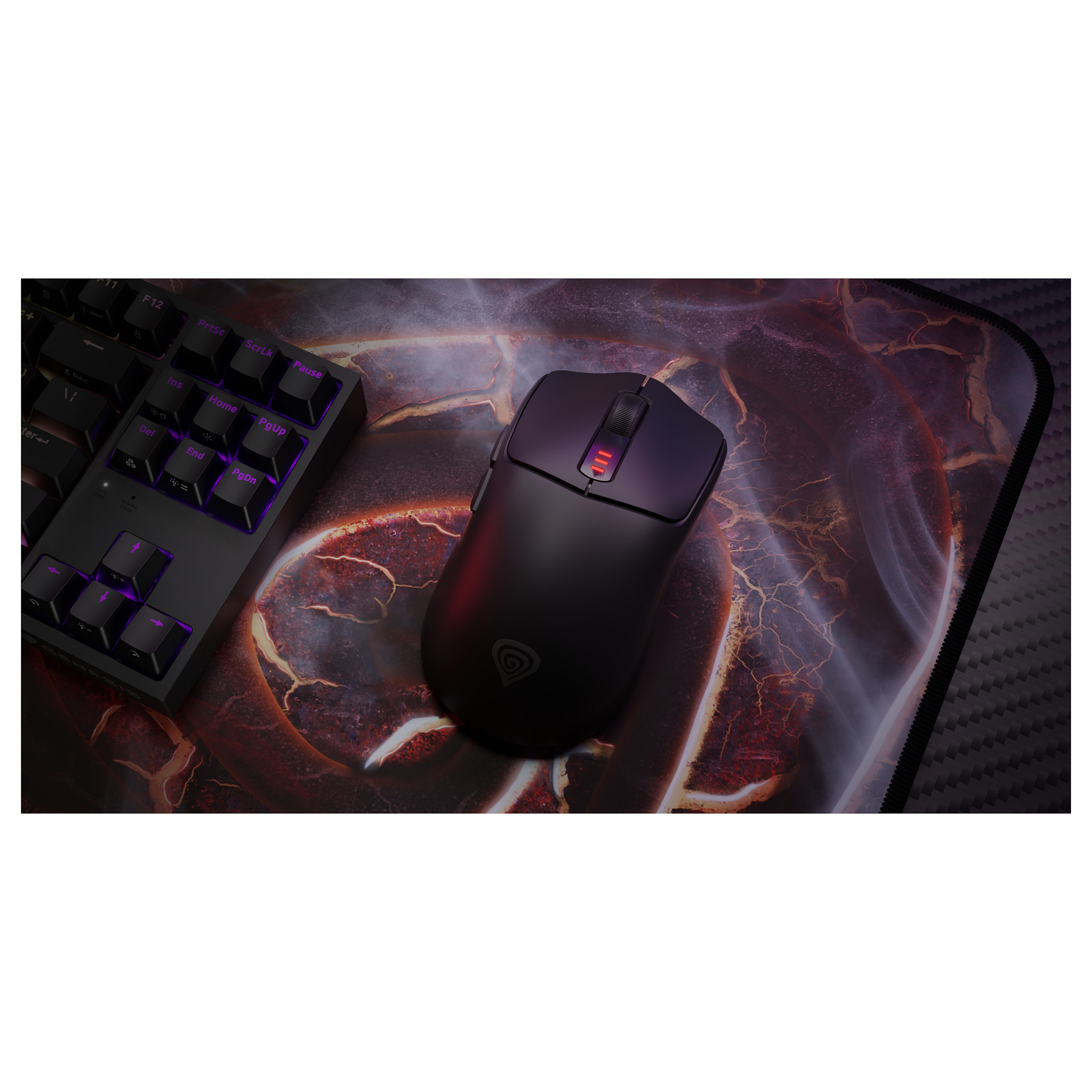 Maus Gaming Genesis Zircon 500 / Wireless / PixArt PMW3325 / 10.000 DPI / 6 Butona / 2.4 GHz / Bluetooth 5.0 / USB-C - Zezë - 3