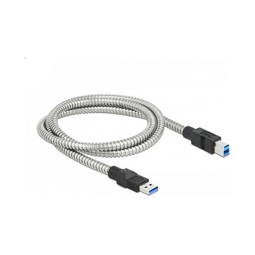Kabllo USB DeLOCK 86778, USB-A në USB-B, 1 m, USB 3.2 Gen 1, 5 Gbps, mbështjellës metalik - Gri