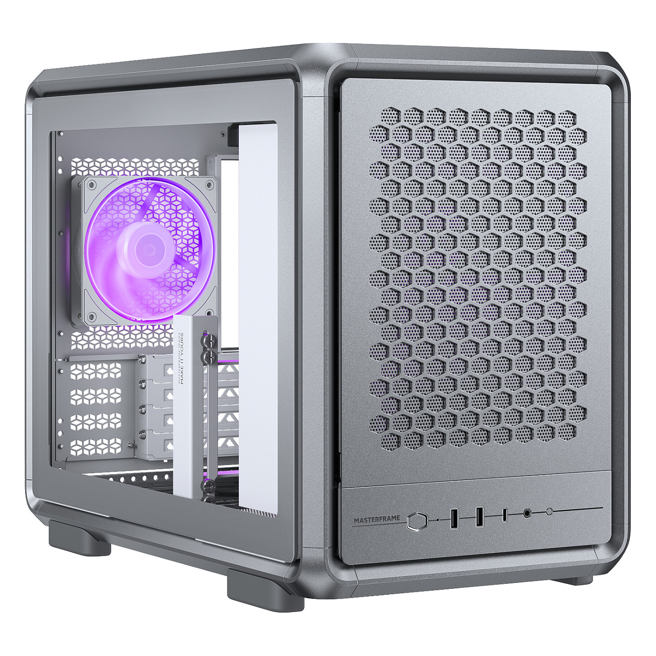 Kasë PC Cooler Master MasterFrame 400 Mesh / Mid Tower / Micro ATX / 9x Fan Support / Tempered Glass / Mesh / 360mm Radiator / ARGB - Argjend
