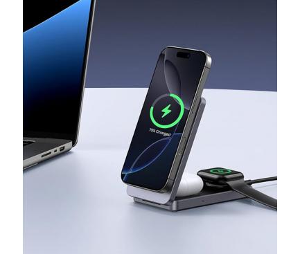 Stacion Karikimi Wireless UGREEN W707 MagFlow / Qi2 / 3-në-1 / 15 W / Apple Watch + AirPods – Hiri - 4
