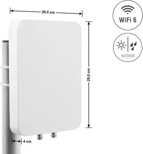 Antena për rrjet Delock 60773, Wi-Fi 6, 2×2 MIMO, 12/17dBi, 2.4/5GHz, Direksionale, 2x N Female - Bardhë