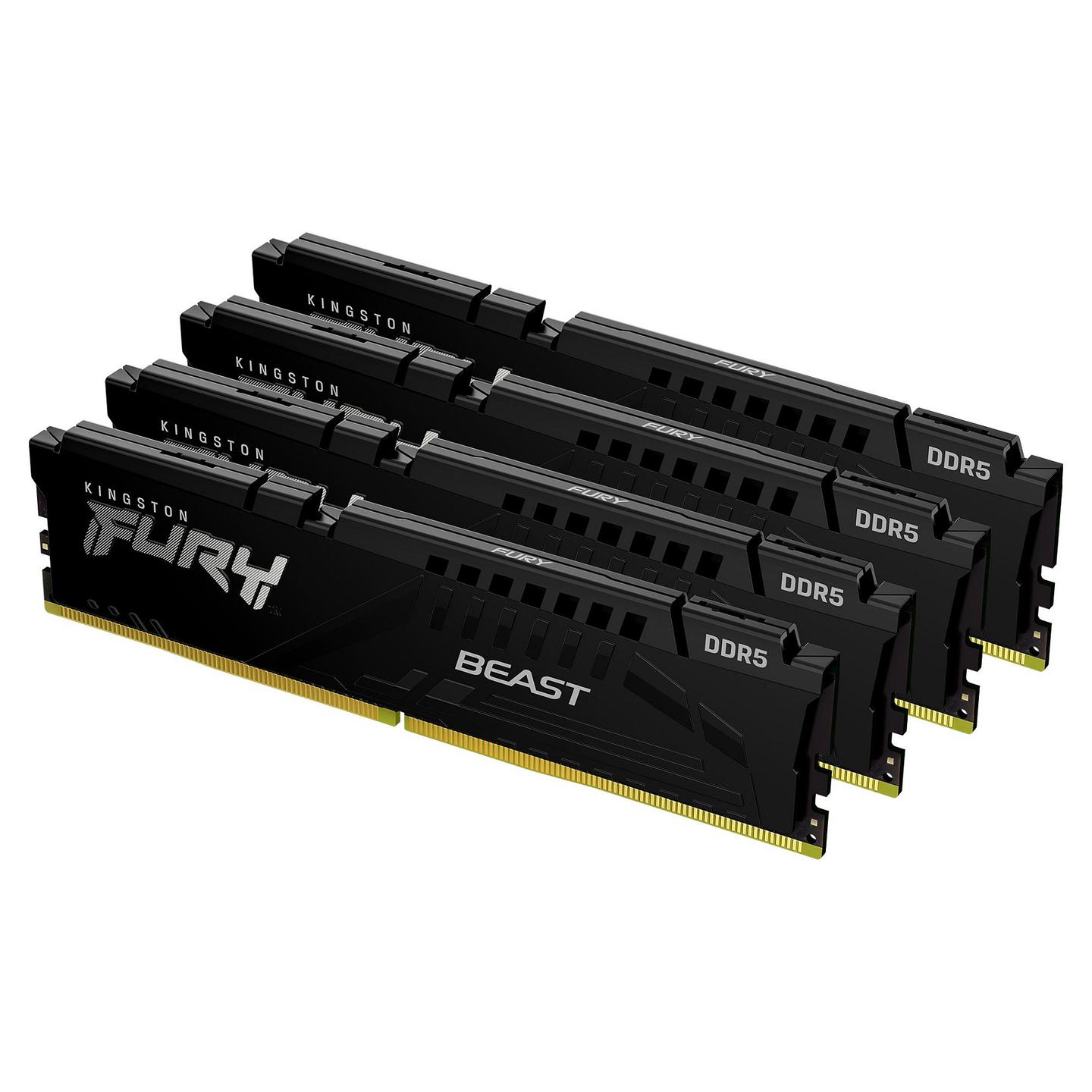 RAM Memorie DDR5 Kingston FURY Beast, 64GB (4x16GB), DIMM, 6000MHz, CL40, 1.35V, 288-pin, XMP 3.0 - Zezë