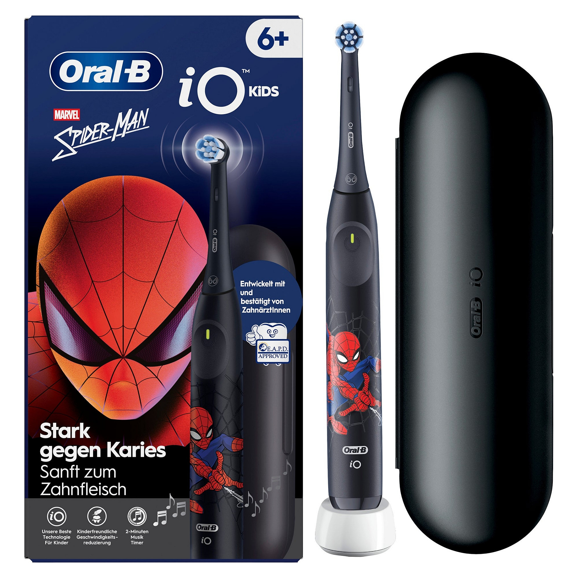 Furçë dhëmbësh elektrike Oral-B iO Kids 6+ Spiderman / iO Technology / 3 Mode / Bluetooth / 1 Kokë / Kuti Udhëtimi – Zezë