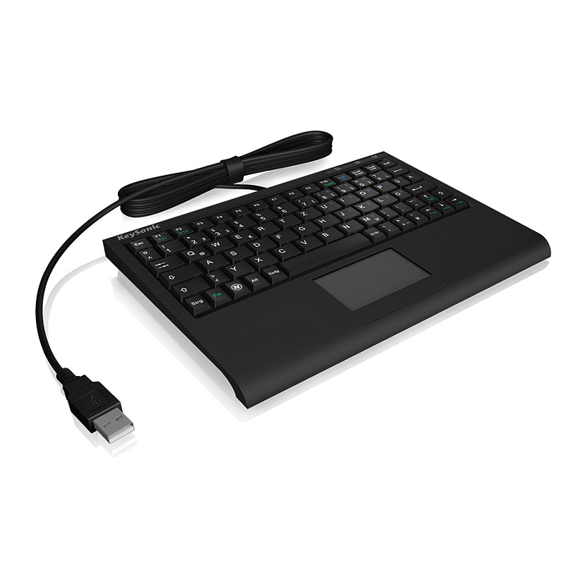 Tastierë me kabllo KeySonic ACK-3410 / DE Layout / Super-Mini Smart-Touchpad - Zezë - 2