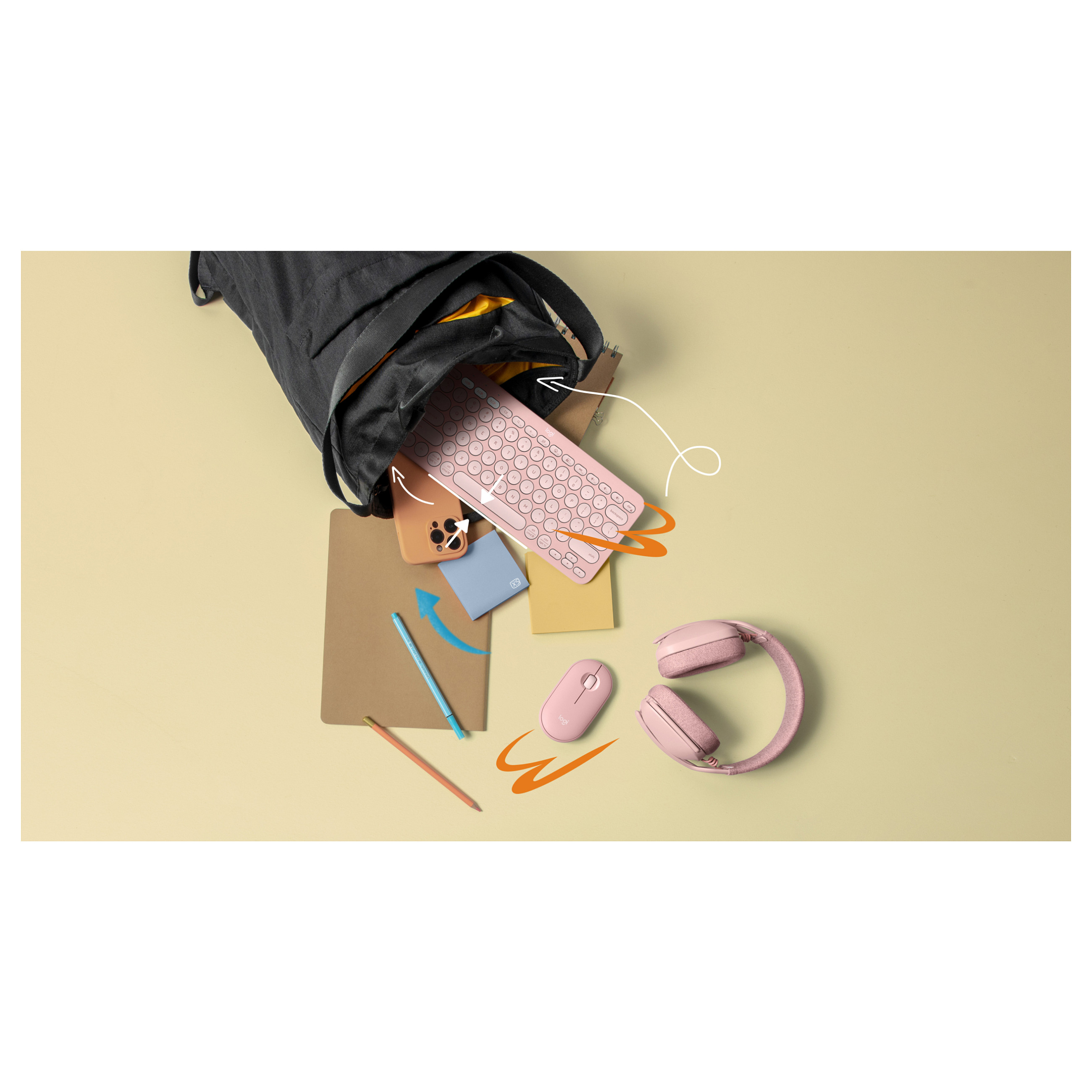 Tastierë Pa kabllo Logitech Pebble Keys 2 K380s / Mini / Scissor Switch / Bluetooth / QWERTY US / Easy-Switch / 3 Pajisje - Rozë - 8