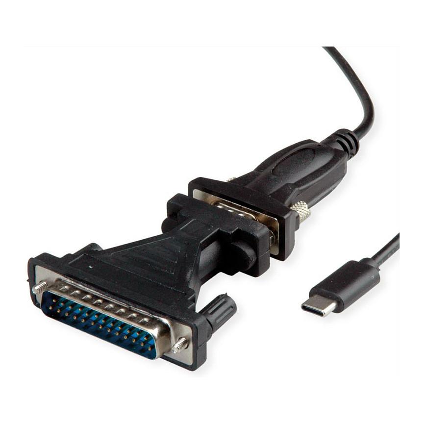 Kabllo & Adapter USB VALUE 12.99.1162 / USB-C në DB9/DB25 / 1.8m - Zezë - 5