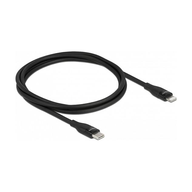 Kabllo USB DeLOCK 86637, USB Type-C mashkull në Lightning mashkull, certifikim MFi, USB 2.0, 1 m - Zezë - 1