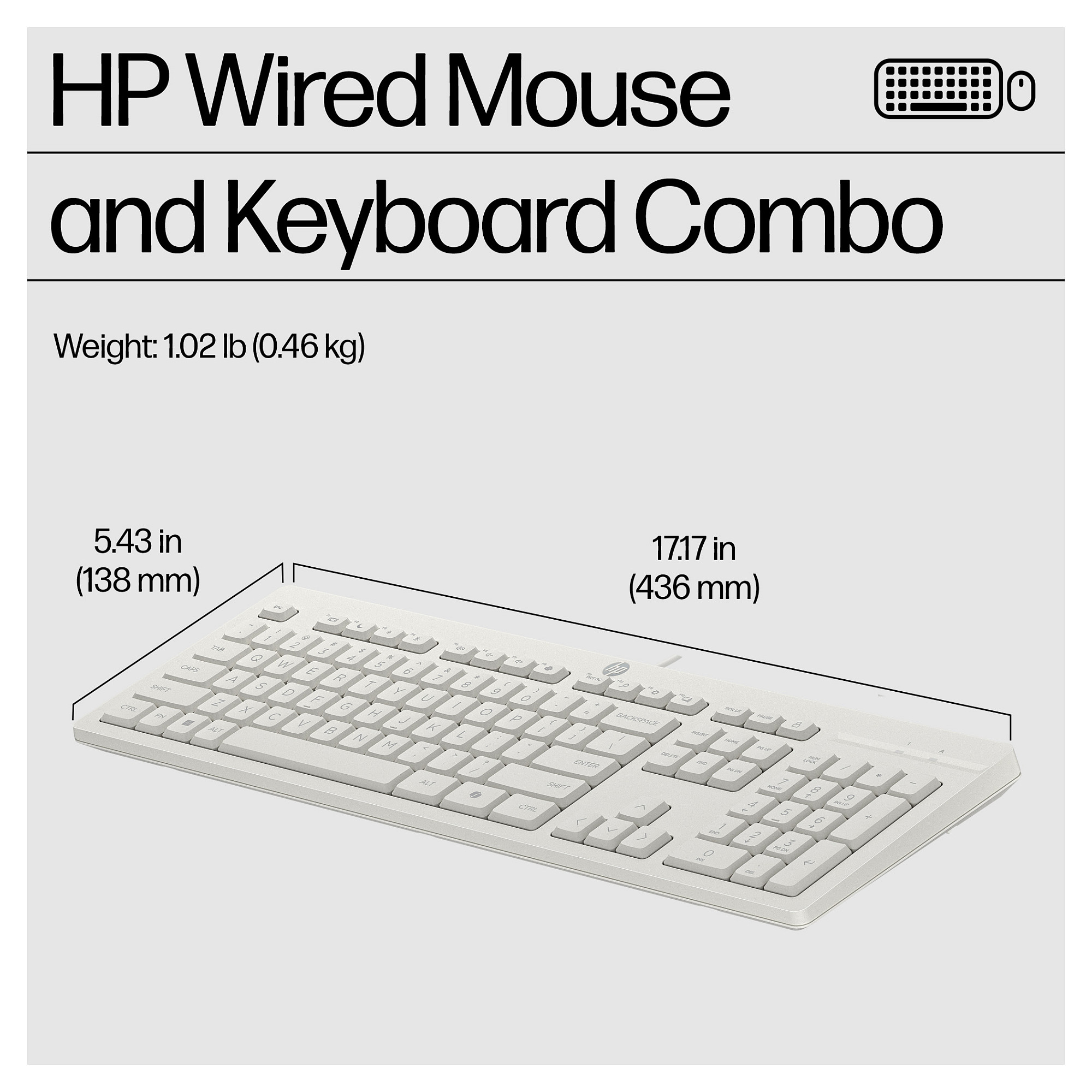 HP 225 Wired Mouse and Combo G2 Cashmere White keyboard - 5