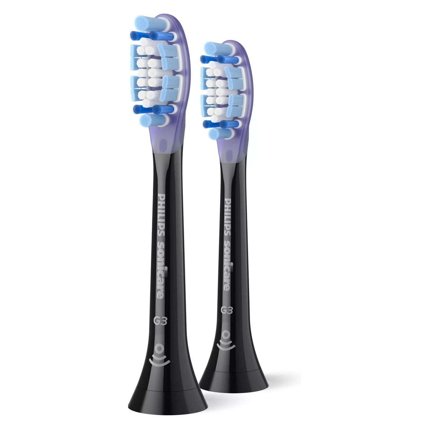 Koka Zëvendësuese për Furçë Dhëmbësh Elektrike Philips Sonicare G3 Premium Gum Care HX9052/88, Set me 2 Copë – Zezë