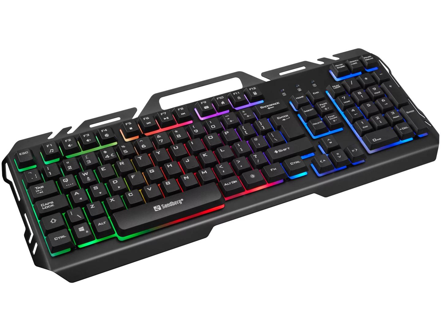 Tastierë GamingSandberg IronStorm Keyboard BE / USB / Membrane / Wired / AZERTY / Belgian / RGB / 1.8m - Zezë - 1