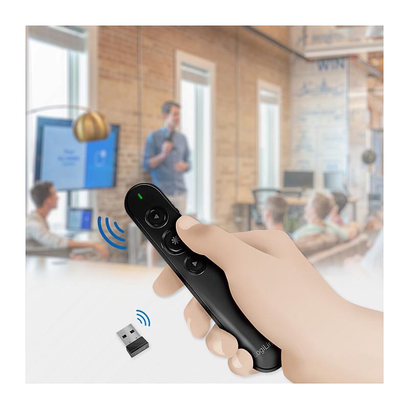 Aksesor për Konferencë LogiLink Wireless Presenter ID0190 / 2.4GHz / 3 Butona / Laser i Kuq / 15m / Nano USB / Plug-Play - Zezë - 8