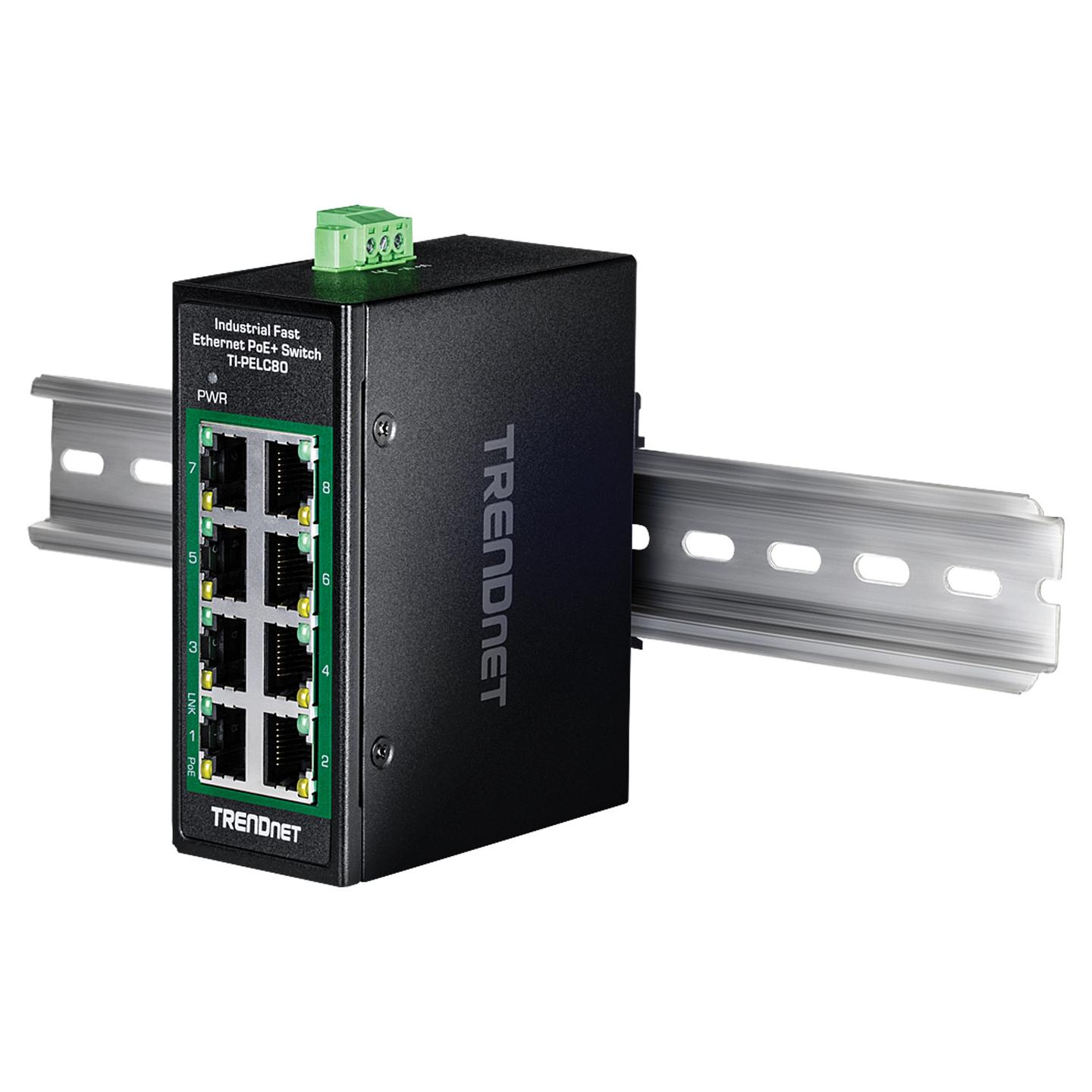 Switch Industrial TRENDnet TI-PELC80, 8× Fast Ethernet 10/100Mbps PoE+, PoE 200W, Switching Capacity 1.6Gbps, DIN Rail – Zezë - 5