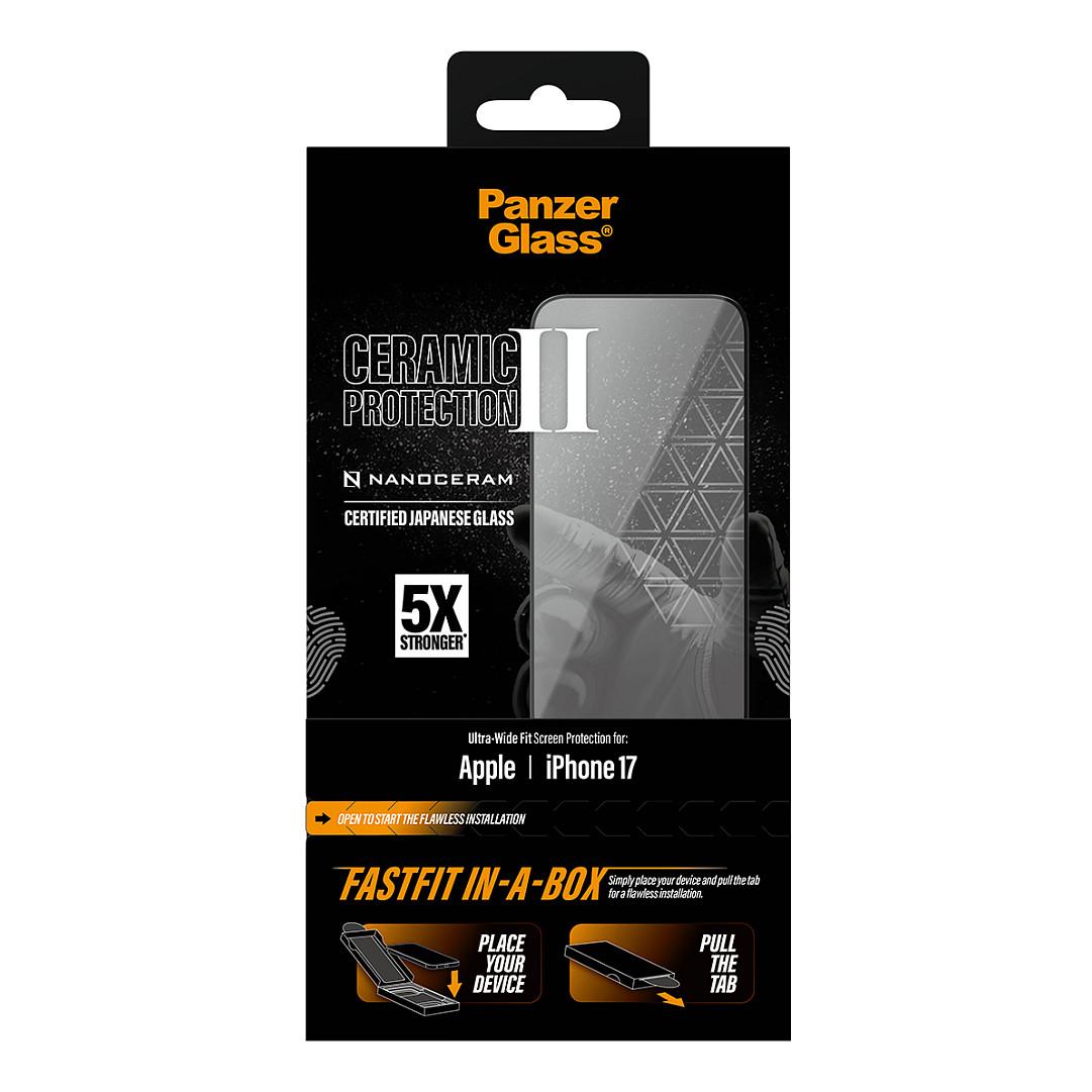 Mbrojtëse për Ekran PanzerGlass Ceramic për iPhone 17, Ultra-Wide Fit, NANOCERAM, FASTFIT IN-A-BOX - Transparent - 4
