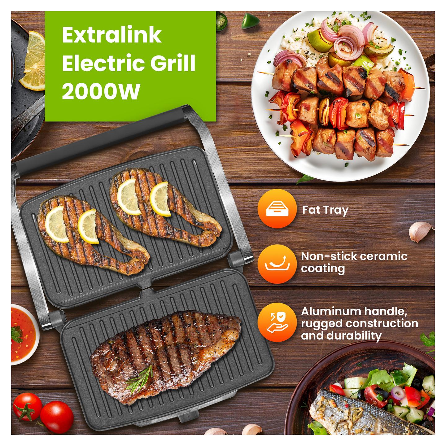 Grill Elektrik Extralink Smart Life SJ-36, 2000W, 1334cm², Kontakt, 180° - Zezë - 13