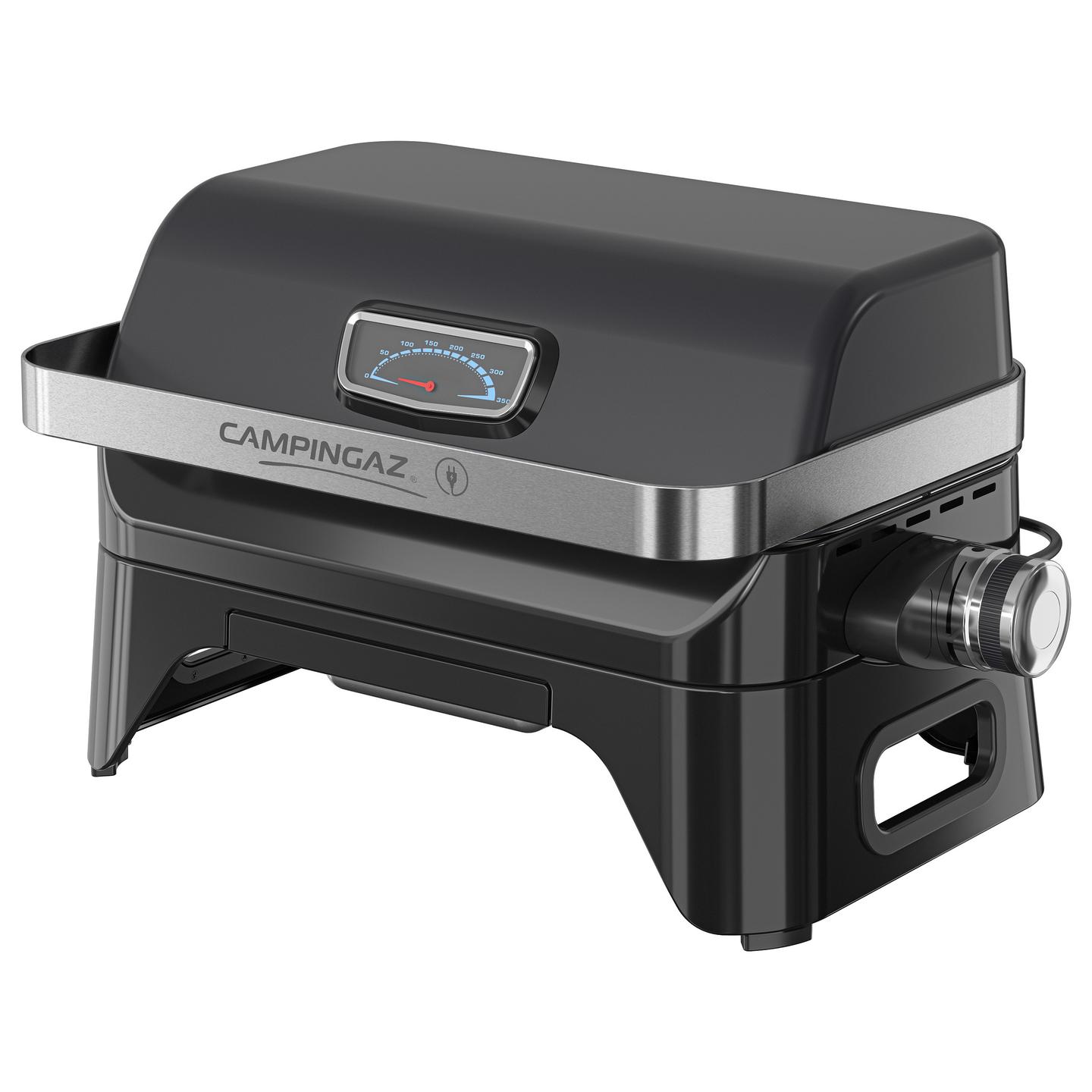 Grill Elektrik CAMPINGAZ Attitude 2GO Electric, 2.2kW, 48x26cm, Gize e Emajlur, Termometër - Zezë - 2