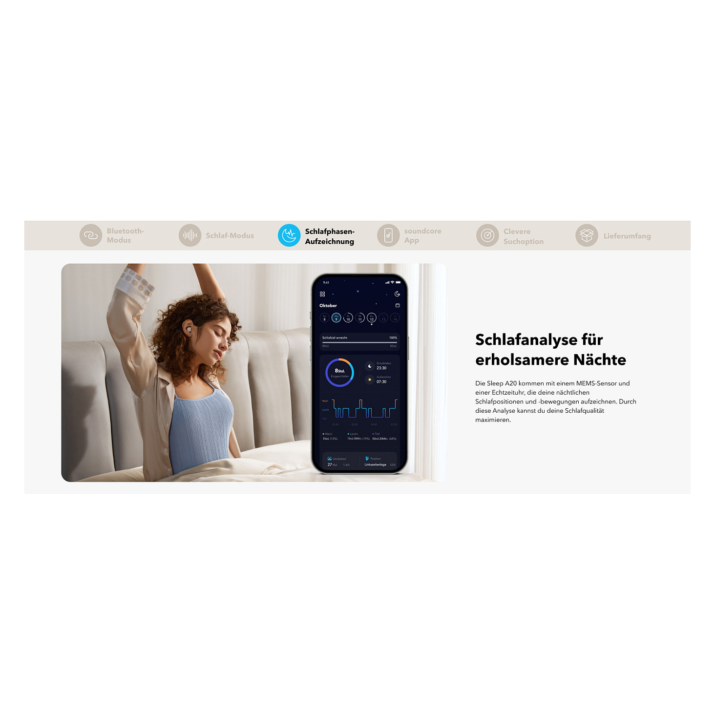 Kufje pa Kabllo Anker Soundcore Sleep A20 True Wireless In-Ear Headphones – Bardhë - 21