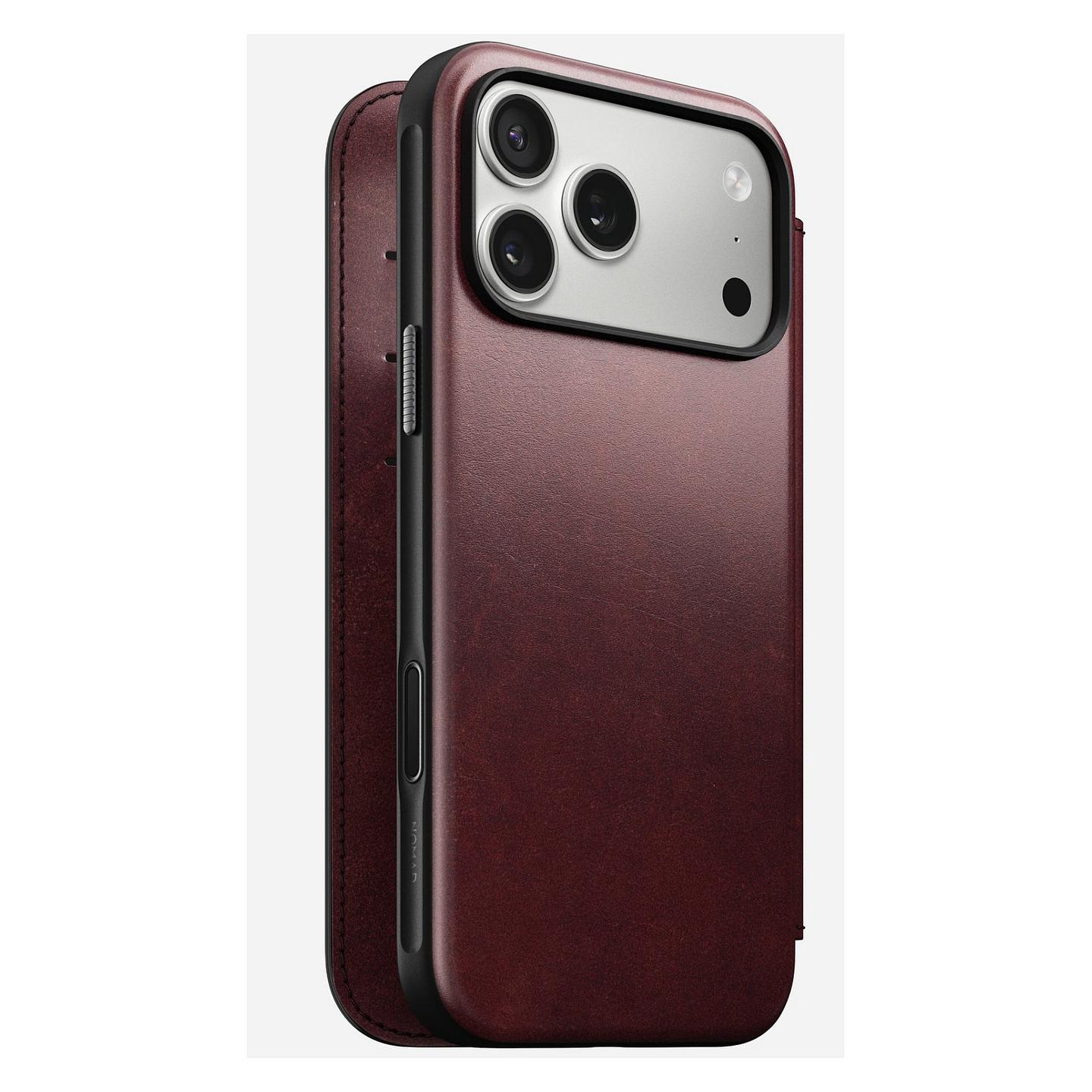 Aksesorë për telefon Nomad Modern Leather Folio / Case / MagSafe / Qi2 / iPhone 17 Pro Max - Kafe - 1