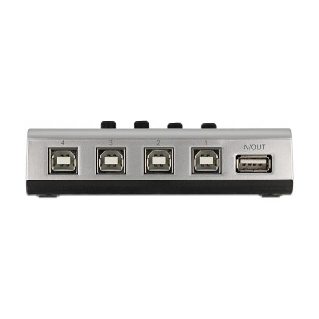 Ndërprerës USB DeLOCK 87763, 4x USB Type-B Femër në 1x USB Type-A Femër, USB 2.0, 480 Mbps, 4 Butona – Argjend / Zezë - 3
